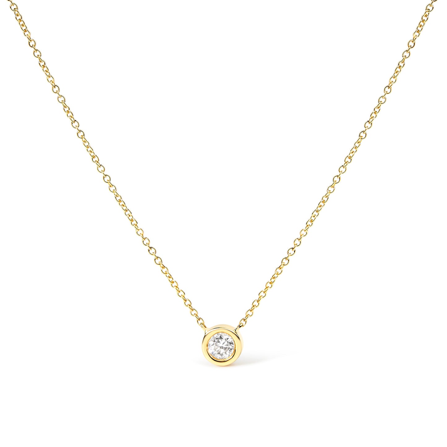 Collar con colgante de oro blanco de 14K con diamante de laboratorio de 1/2 ct. engastado en bisel moderno de 40.64 cm - 45.72 cm (color F-G, claridad VS2-SI1)