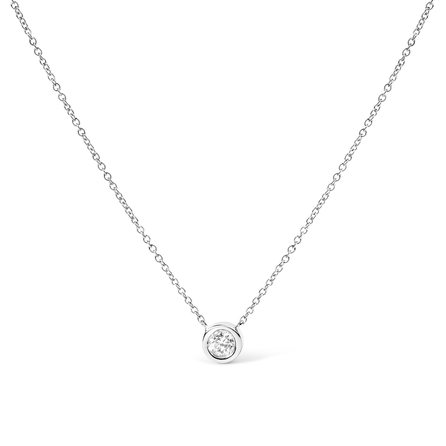 Collar con colgante de oro blanco de 14K con diamante de laboratorio de 1/2 ct. engastado en bisel moderno de 40.64 cm - 45.72 cm (color F-G, claridad VS2-SI1)