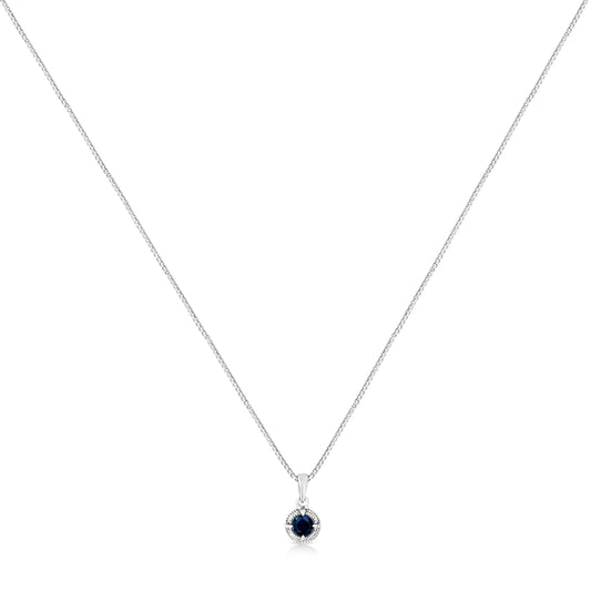 Collar con colgante de plata de ley .925 con solitario de diamantes azules tratados de 0.75 Cttw de 18" con milgrain (color azul, claridad I1-I2)