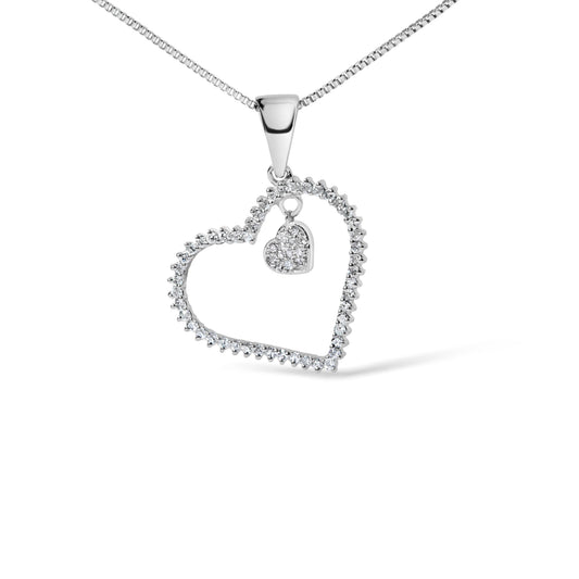 925 Sterling Silver 1/3ct TDW Diamond Heart Pendant Necklace