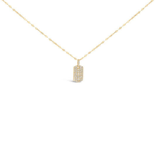 Colgantes de placa de identificación de perro de oro amarillo de 14K con diamantes de 1/3 Cttw y collares de 18"