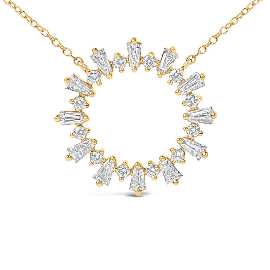14K Yellow Gold Plated Sterling Silver 3/4 Cttw Diamond Starburst Pendant Necklace - view 2