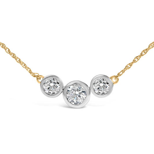 10K Yellow Gold Plated Sterling Silver 1.0 Cttw Lab Grown Diamond Bezel Station Necklace
