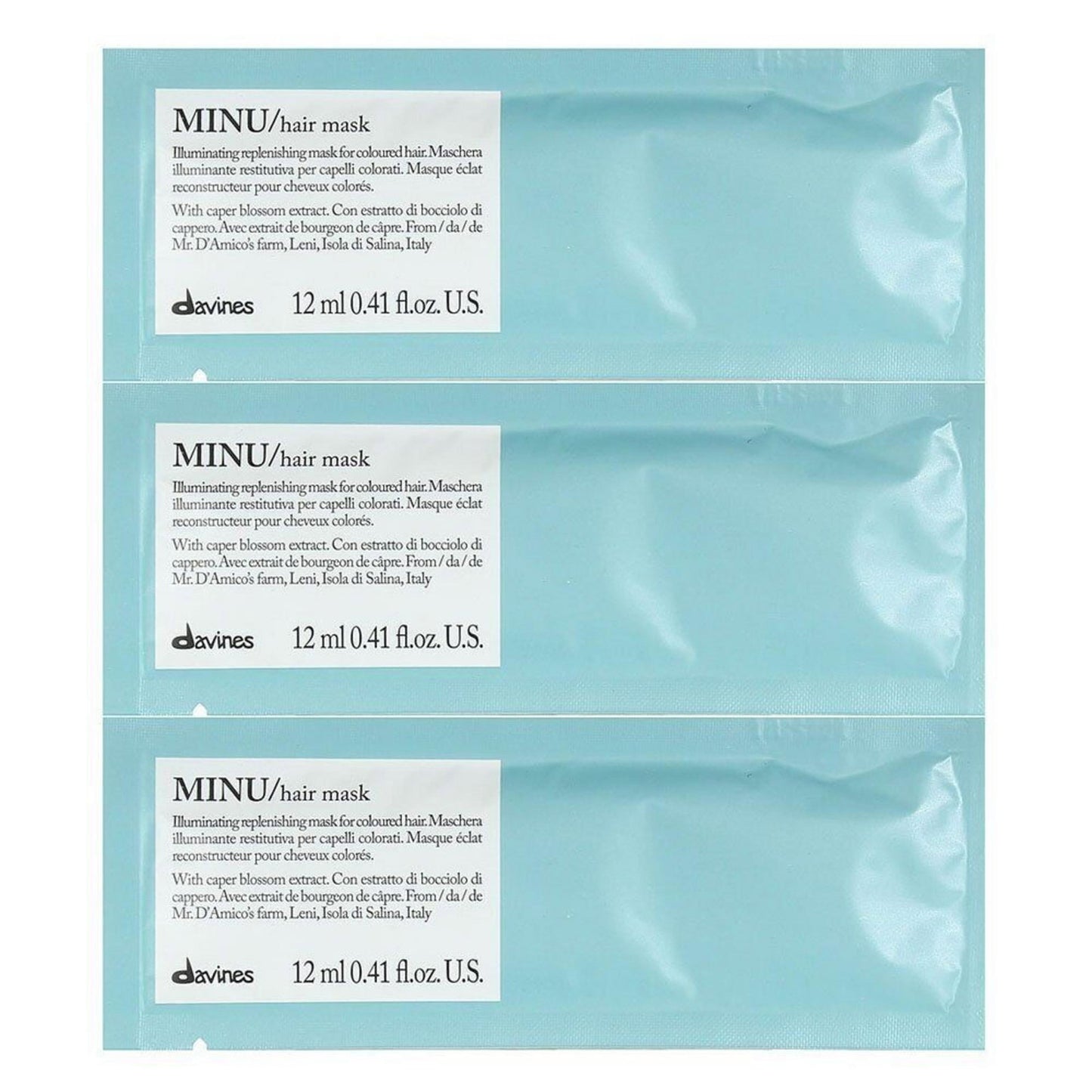 Set, Davines, Minu, Hair Treatment Cream Mask, Illuminating, 12 pcs, 12 ml