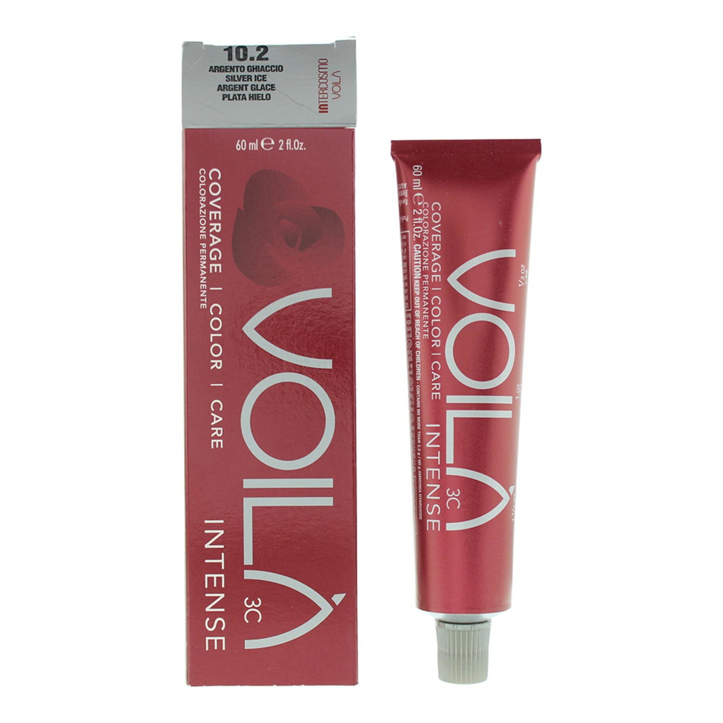 Intercosmo, Voila 3C Intense, Permanent Hair Dye, 10.2 Silver Ice, 60 ml