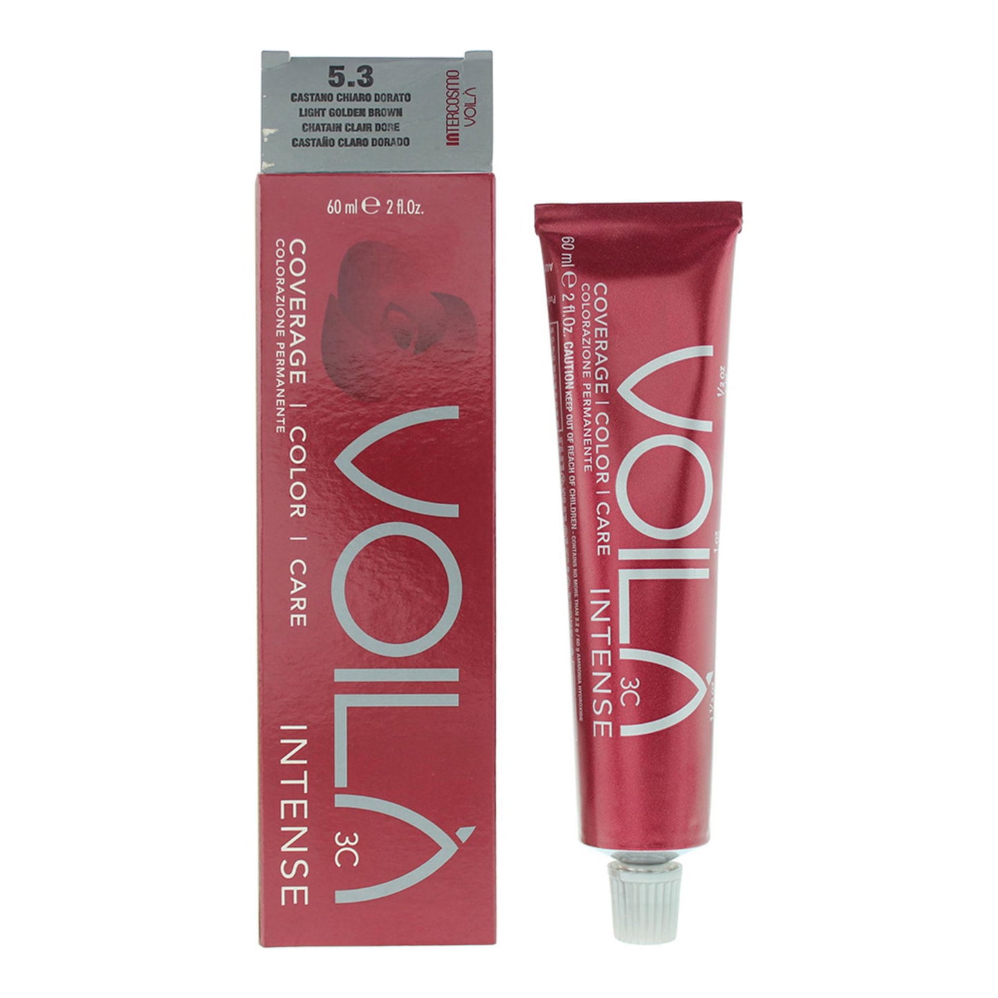 Intercosmo, Voila 3C Intense, Permanent Hair Dye, 5.3 Light Golden Brown, 60 ml