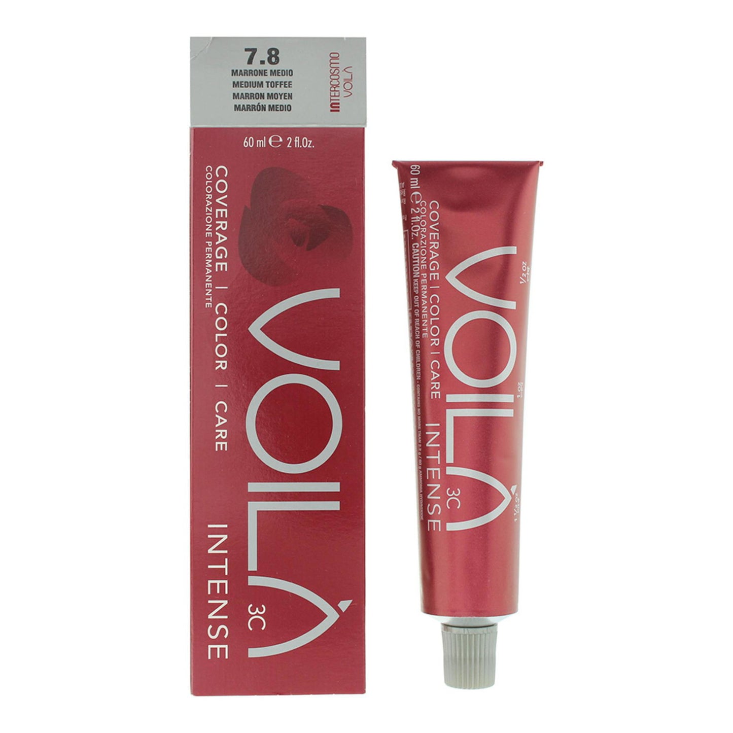 Intercosmo, Voila 3C Intense, Permanent Hair Dye, 7.8 Medium Toffee, 60 ml