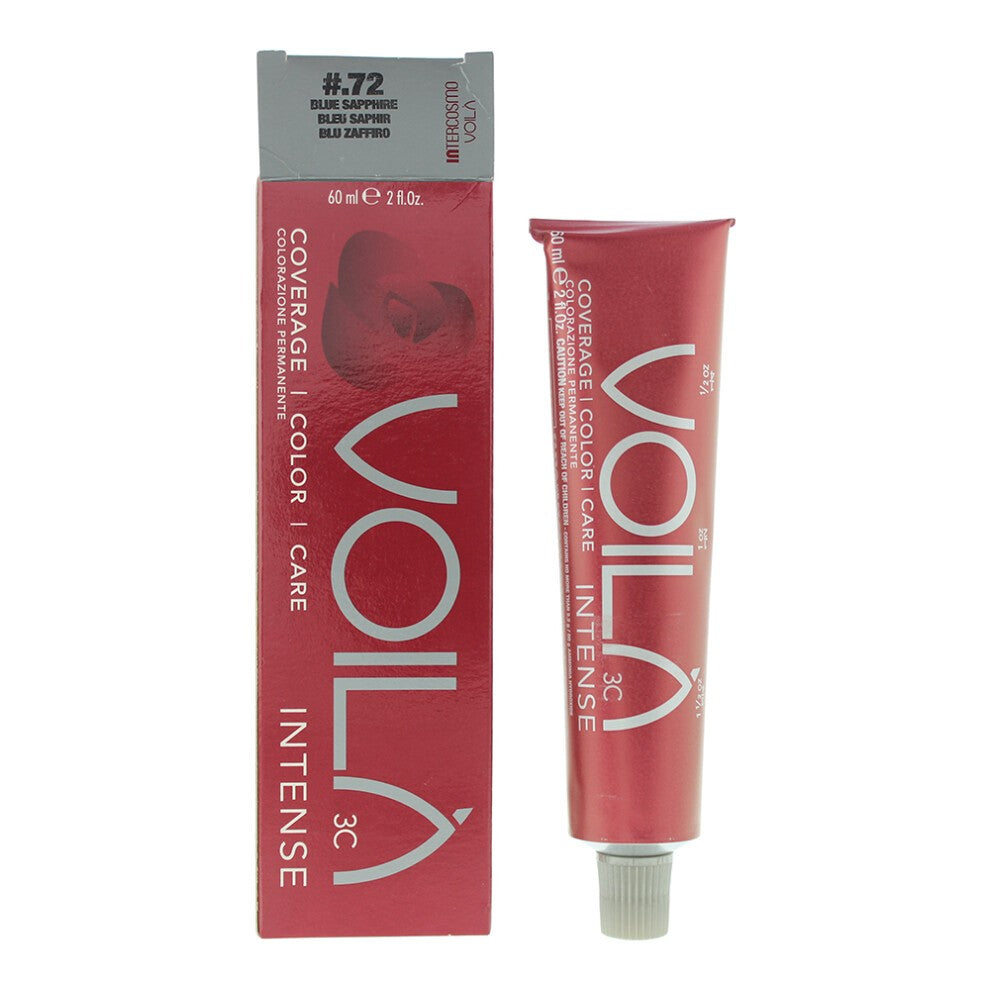 Intercosmo, Voila 3C Intense, Permanent Hair Dye, 72 Blue Sapphire, 60 ml