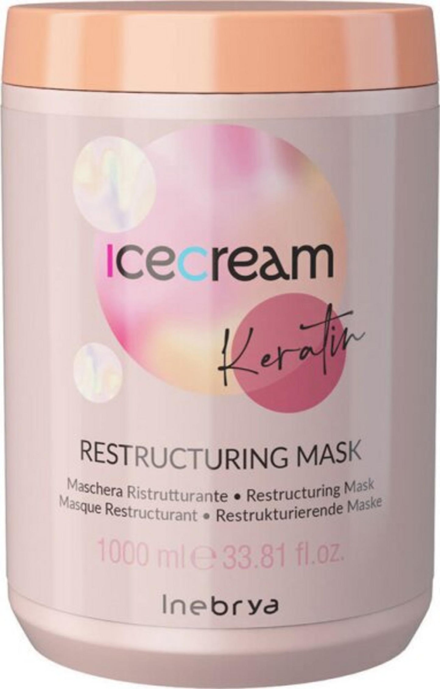 Inebrya, Ice Cream Keratin, Hair Treatment Cream Mask, Restructuring, 1000 ml