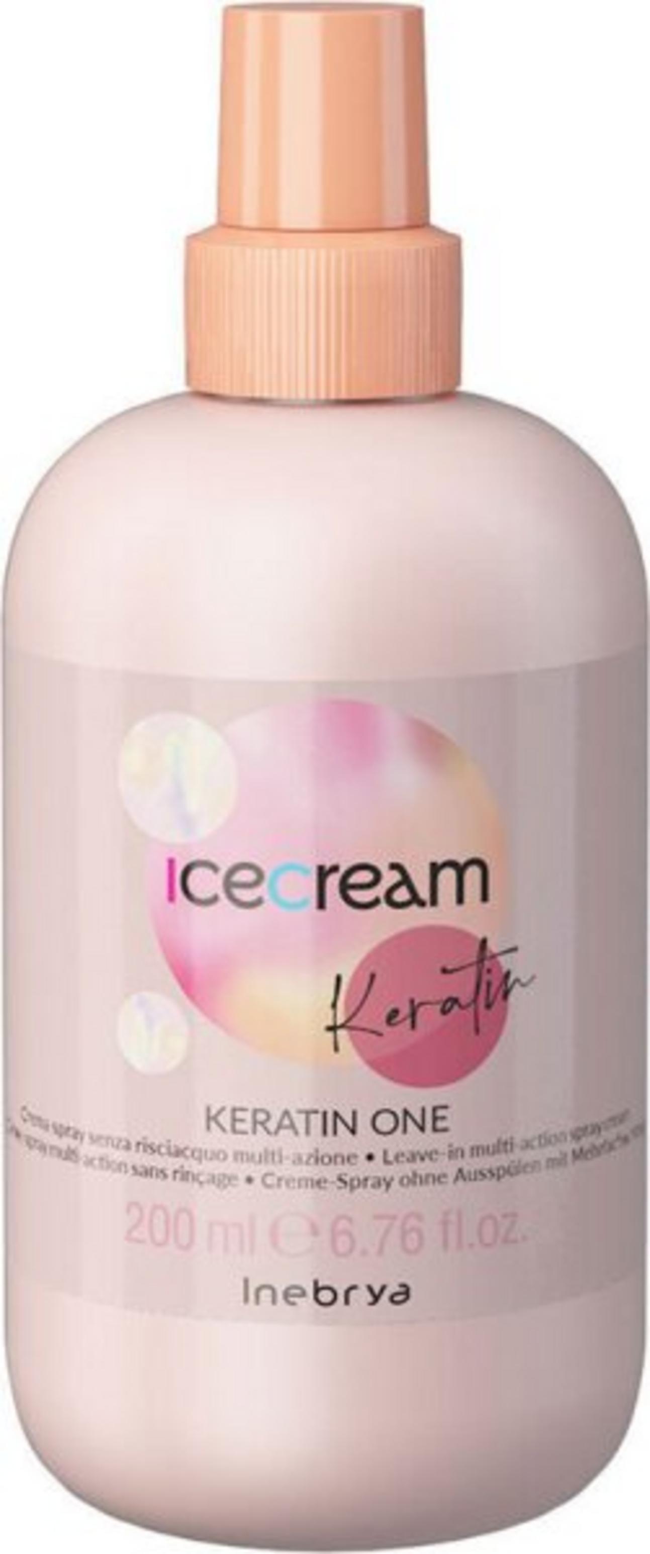 Inebrya, Ice Cream Keratin, Hair Leave-In Balm Spray, Restructuring, 200 ml