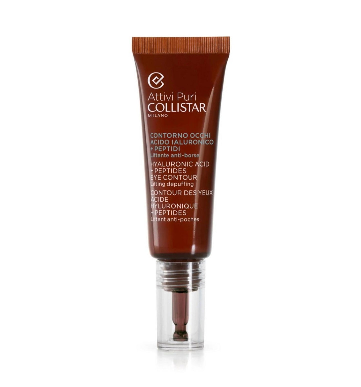 Collistar, Attivi Puri, Hyaluronic Acid + Peptide, Lifting & Depuffing, Daily, Eye Serum, 15 ml
