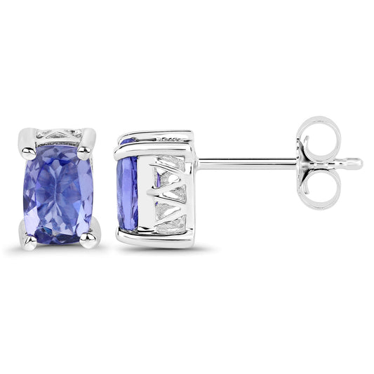 1.06 Carat Genuine Tanzanite .925 Sterling Silver Earrings - view 2