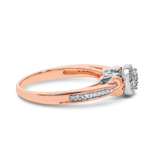 Anillo de racimo anudado con diamantes de 1/6 Cttw de plata de ley con baño de oro rosa de 14K