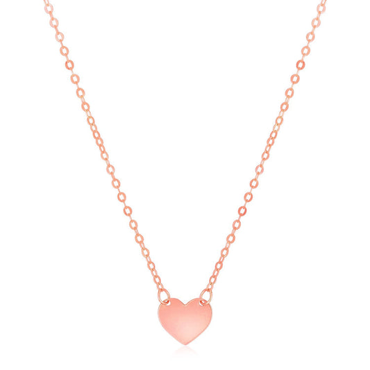 Collar Mini Corazón Pulido Oro Rosa 14k