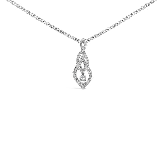Collar con colgante de lágrima de remolino de diamantes de plata de ley de 1/3 Cttw