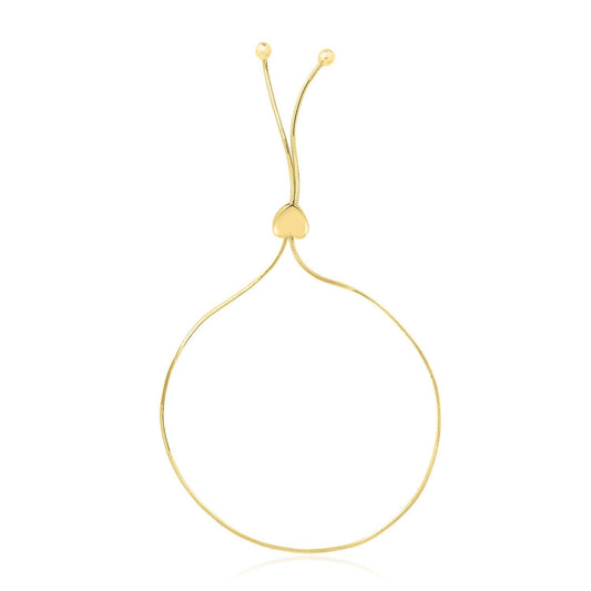 Pulsera de Oro Amarillo de 14k Ajustable Estilo Lariat con Motivo de Corazón