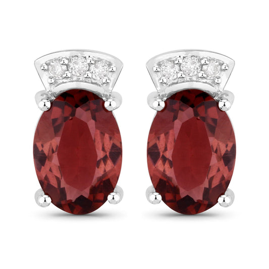 Pendientes de 1,35 quilates de turmalina rosa auténtica y diamante blanco en oro blanco de 14 quilates