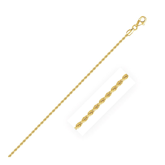 Cadena de soga hueca de oro amarillo de 10K con corte de diamante (2.00 mm)