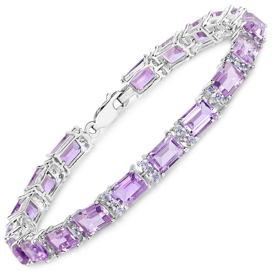 Pulsera de plata esterlina .925 con amatista y tanzanita genuinas de 19.19 quilates