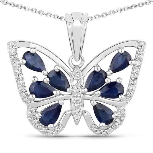 Colgante de plata de ley .925 con zafiro azul genuino de 1,67 quilates y circonitas blancas