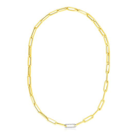 Cadena de eslabones de oro amarillo de 14k con uniones de diamantes