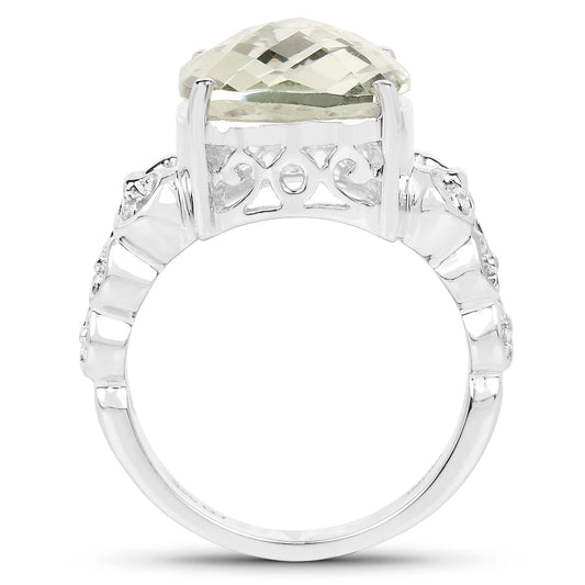 Anillo de plata de ley .925 con amatista verde genuina de 6.74 quilates