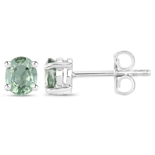 0.68 Carat Genuine Green Sapphire .925 Sterling Silver Earrings - view 2