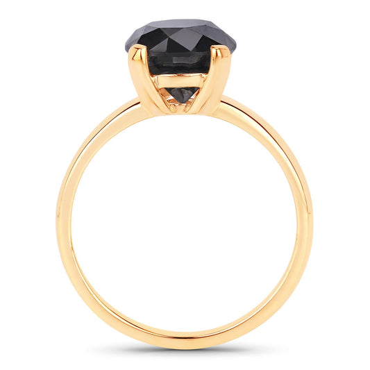 Anillo de oro amarillo de 14K con diamante negro genuino de 3.00 quilates
