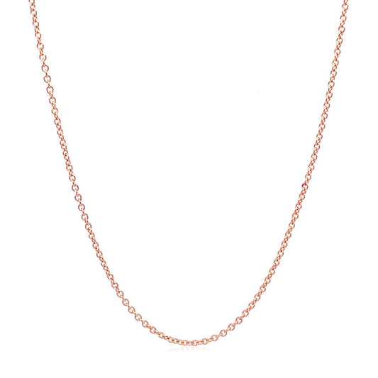 Cadena de eslabones redondos tipo cable de oro rosa de 14k (1.25 mm)