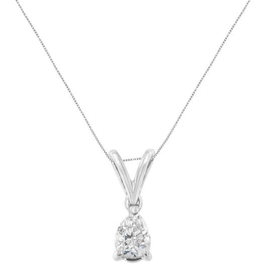 Collar con colgante de pera de diamante de oro blanco de 10K y 1/5 cttw (H-I, SI1-SI2)