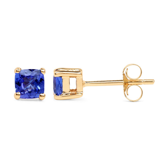 0.56 Carat Genuine Tanzanite 14K Yellow Gold Earrings - view 2