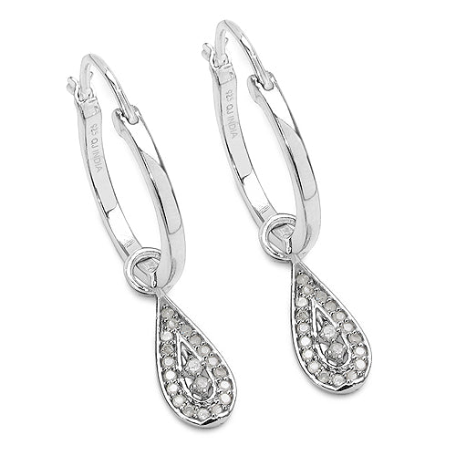 Pendientes de plata de ley .925 con diamante blanco genuino de 0,28 quilates