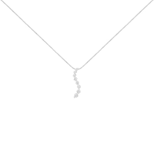 Collar con colgante AGS de oro blanco de 14k y 3,0 Cttw con diamantes talla baguette y redondos brillantes, de 45 cm (color K-L, claridad I1-I2)