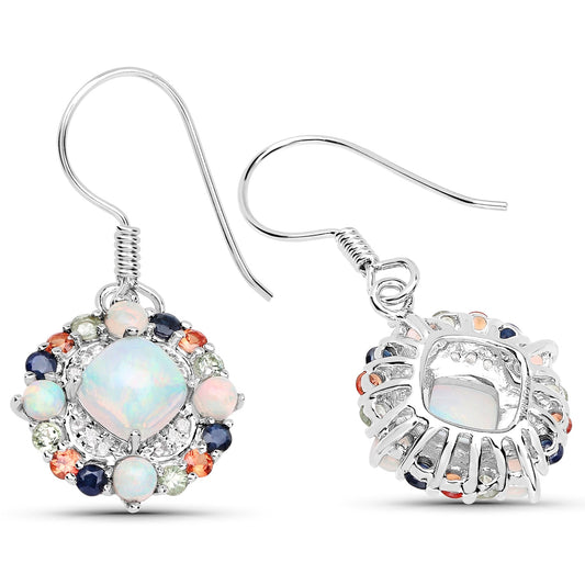 4.73 Carat Genuine Multi Stone .925 Sterling Silver Earrings - view 2