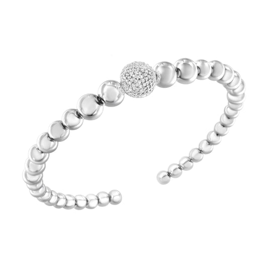 Brazalete de plata de ley .925 con cuentas graduadas de diamantes de 1/6 quilates (color I-J, claridad I2-I3) - Se adapta a muñecas de hasta 7 1/2 pulgadas