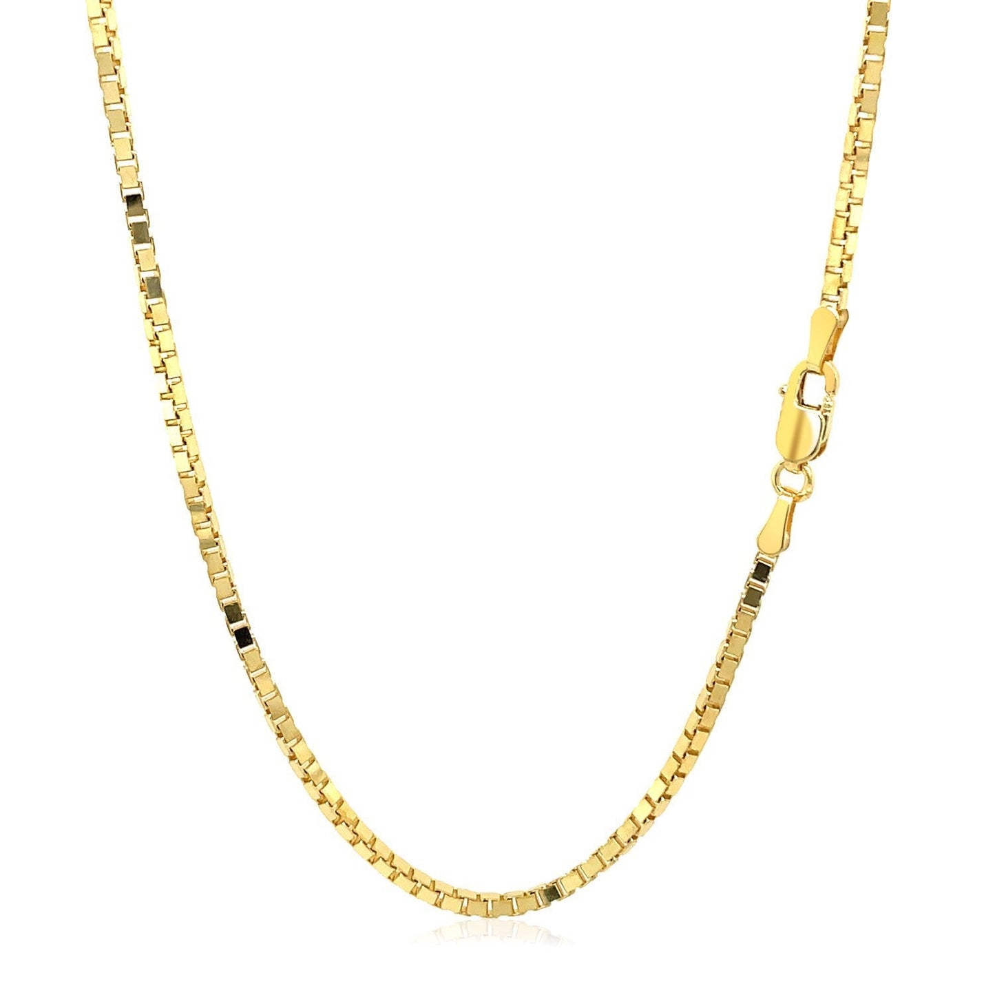 Cadena clásica tipo box de oro amarillo de 14K de 1,6mm