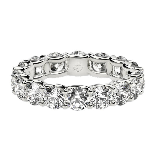 Anillo de eternidad de diamantes redondos cultivados en laboratorio de oro blanco de 14k (4 ct de peso total FG/VS2)