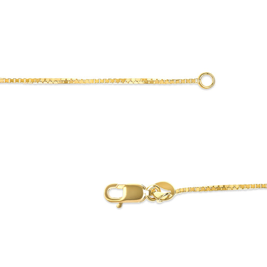Cadena clásica de eslabones cuadrados de oro amarillo macizo de 14K de 0.75mm. Cadena unisex - Tamaño 16 Pulgadas