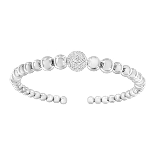 Brazalete de plata de ley .925 con cuentas graduadas de diamantes de 1/6 quilates (color I-J, claridad I2-I3) - Se adapta a muñecas de hasta 7 1/2 pulgadas