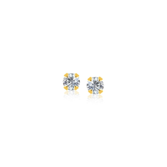 Pendientes de oro amarillo de 14k con circonita cúbica blanca facetada