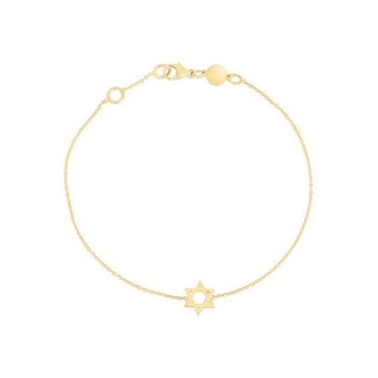 Pulsera de Oro Amarillo de 14k con Estrella de David