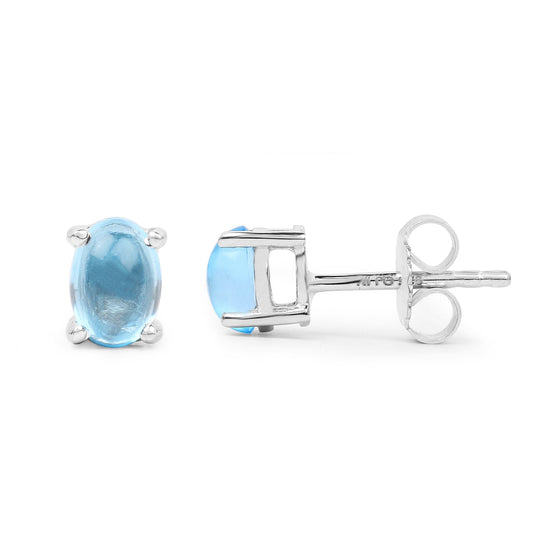 1.02 Carat Genuine Swiss Blue Topaz .925 Sterling Silver Earrings - view 2