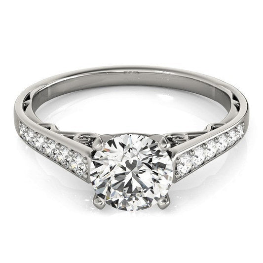 Anillo de Compromiso con Diamantes en Diseño Catedral de Oro Blanco de 14k (1 1/4 TCW)