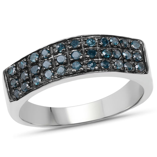 Anillo de plata de ley .925 con diamante azul genuino de 0,40 quilates