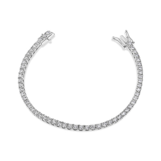 Pulsera de tenis de oro blanco de 14 quilates con diamantes cultivados en laboratorio de 2,0 quilates de talla redonda, engaste tipo ilusión milagrosa, 17,78 cm (color F-G, claridad VS2-SI1)