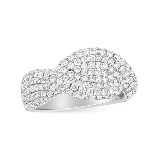 Anillo de moda de racimo de diamantes de oro blanco de 18 quilates de 2 1/4 Cttw (color F-G, claridad VS1-VS2) - Talla 7