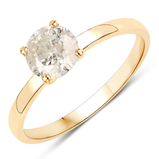 Anillo de oro amarillo de 14 quilates con diamante TLC genuino de 0,90 quilates