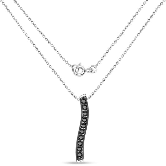 Colgante de plata de ley .925 con diamante negro auténtico de 0,30 quilates