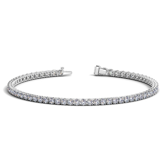 Pulsera de tenis de oro blanco de 14k con diamantes redondos cultivados en laboratorio (3 ct. pt. F/G VS2/SI1)