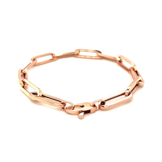 Pulsera de cadena extra ancha de eslabones de oro rosa de 14 quilates